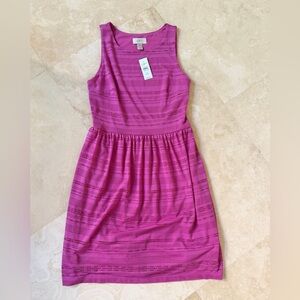 LOFT Fuchsia Sleeveless Eyelet Fit-and-Flare Dress - NWT XS